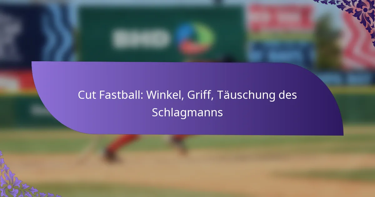 Cut Fastball: Winkel, Griff, Täuschung des Schlagmanns